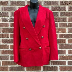 Stephanie Andrews VTG Blazer Jacket Women Sz 14P Red 100 % Wool